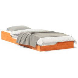 Berkfield Home Floor Bed Frame Wax brown 100 x 220 cm Solid pine wood - thumbnail 4