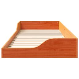 Berkfield Home Floor Bed Frame Wax brown 100 x 220 cm Solid pine wood - thumbnail 6