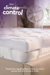 Slumberdown 10cm 4 Inch Extra Deep Temperature Regulating Mattress Topper in White - Size: Double - thumbnail 2