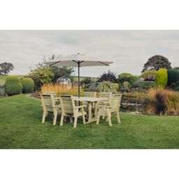 Churnet Valley Garden Furniture Ltd Clover 6 Seater Rectangular Table & Chair Sets - Partially Assembled in Brown - thumbnail 3