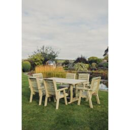 Churnet Valley Garden Furniture Ltd Clover 6 Seater Rectangular Table & Chair Sets - Partially Assembled in Brown - thumbnail 2