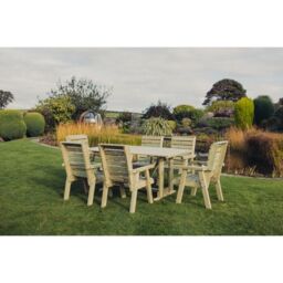 Churnet Valley Garden Furniture Ltd Clover 6 Seater Rectangular Table & Chair Sets - Partially Assembled in Brown - thumbnail 1