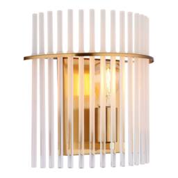 Netlighting Gorley Wall Lamp Gold Colours Matt Opal Glass Shade 1x E27