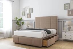 "Sloomy Lisbon Plush Divan Set 2 Drawers-26"" Headboard-Footboard in Bronze - Size: Single"