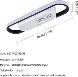 Goeco Modern LED Ceiling Light 30W 6500K for Living Room Bedroom Kitchen in White - thumbnail 5