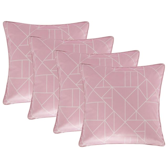OHS 4 Pack Geo Matte Velvet Cushion Covers in Pink - Size: 45 cm x 45 cm - image 1