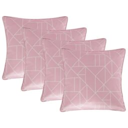 OHS 4 Pack Geo Matte Velvet Cushion Covers in Pink - Size: 45 cm x 45 cm - thumbnail 1