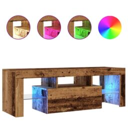 Berkfield Home TV Cabinet with LED Lights Old Wood 120x36.5x40 cm Engineered Wood in Brown - thumbnail 2