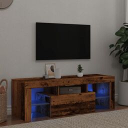 Berkfield Home TV Cabinet with LED Lights Old Wood 120x36.5x40 cm Engineered Wood in Brown - thumbnail 1