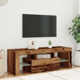 Berkfield Home TV Cabinet with LED Lights Old Wood 120x36.5x40 cm Engineered Wood in Brown - thumbnail 4