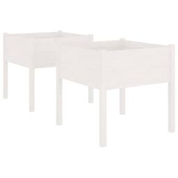 Berkfield Home Garden Planters 2 pcs White 70x70x70 cm Solid Pinewood - Size: 70 x 70 x 70 cm - thumbnail 3