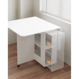 VOGREX Folding Dining Table & 4 Chairs Storage Shelf Drop Leaf - White - Size: 100 cm x 80 cm - thumbnail 4
