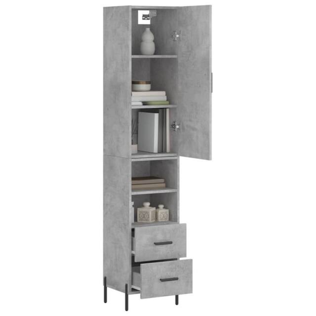 Berkfield Home Highboard Concrete Grey 34.5x34x180 cm Engineered Wood - image 1