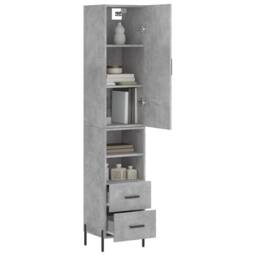 Berkfield Home Highboard Concrete Grey 34.5x34x180 cm Engineered Wood - thumbnail 1