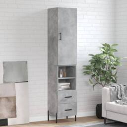 Berkfield Home Highboard Concrete Grey 34.5x34x180 cm Engineered Wood - thumbnail 2