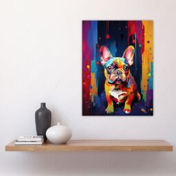 "Artery8 Wall Art Print French Bulldog Dog Lover Gift Pet Portrait Colourful Neon Artwork Painting Poster - Size: W18"" x H24""" - thumbnail 4