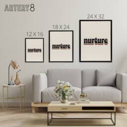 "Artery8 Nurture Colourful Retro Rainbow Font Typography Framed Canvas Art in Beige - Size: W12"" x H16""" - thumbnail 4