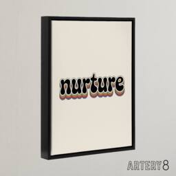 "Artery8 Nurture Colourful Retro Rainbow Font Typography Framed Canvas Art in Beige - Size: W12"" x H16""" - thumbnail 2