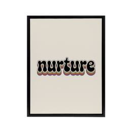 "Artery8 Nurture Colourful Retro Rainbow Font Typography Framed Canvas Art in Beige - Size: W12"" x H16""" - thumbnail 1