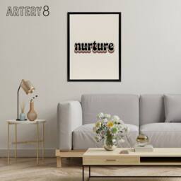 "Artery8 Nurture Colourful Retro Rainbow Font Typography Framed Canvas Art in Beige - Size: W12"" x H16""" - thumbnail 3