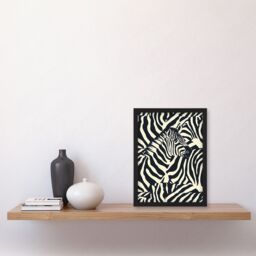 Artery8 Wall Art Print Zebra in Stripes Animal Pattern Art Framed Poster in Black - Size: A4 - thumbnail 4