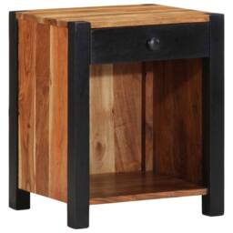 Berkfield Home Modern Bedside Cabinet 40x35x50 cm Solid Wood Acacia in Brown - Size: 40 x 35 x 50 cm - thumbnail 4