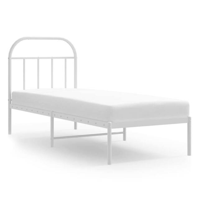 Berkfield Home Metal Bed Frame with Headboard White 75x190 cm Small Single - image 1