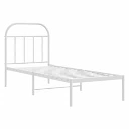 Berkfield Home Metal Bed Frame with Headboard White 75x190 cm Small Single - thumbnail 3