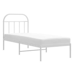 Berkfield Home Metal Bed Frame with Headboard White 75x190 cm Small Single - thumbnail 5