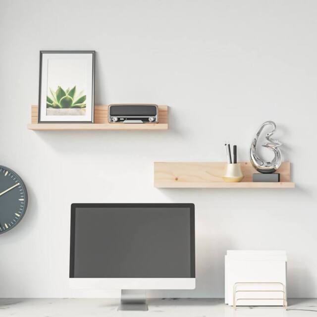 Berkfield Home Wall Shelves 2 pcs 50x11x9 cm Solid Wood Pine in Natural - Size: 50 x 11 x 9 cm - image 1
