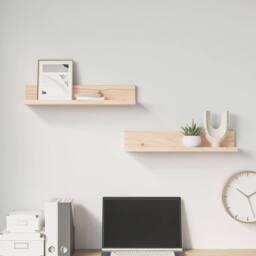 Berkfield Home Wall Shelves 2 pcs 50x11x9 cm Solid Wood Pine in Natural - Size: 50 x 11 x 9 cm - thumbnail 5