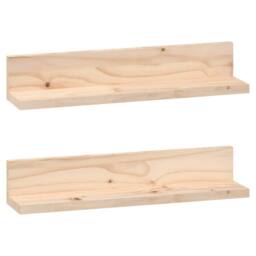 Berkfield Home Wall Shelves 2 pcs 50x11x9 cm Solid Wood Pine in Natural - Size: 50 x 11 x 9 cm - thumbnail 2