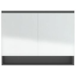 Berkfield Home Bathroom Mirror Cabinet 80x15x60 cm MDF Grey - Size: 80 x 15 x 60 cm - thumbnail 5