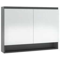 Berkfield Home Bathroom Mirror Cabinet 80x15x60 cm MDF Grey - Size: 80 x 15 x 60 cm - thumbnail 4