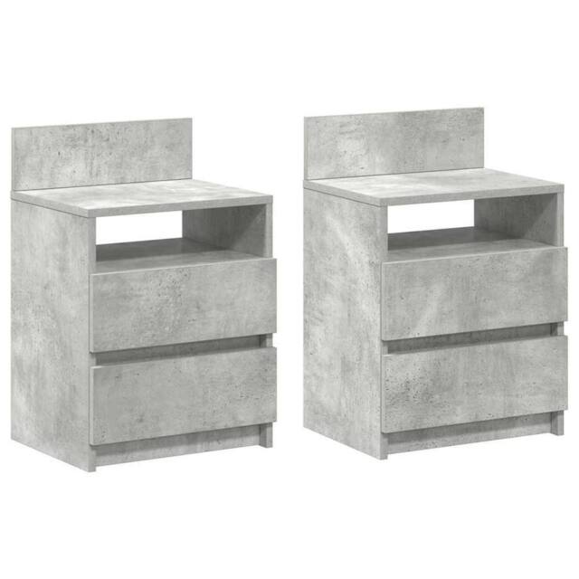 Berkfield Home Bedside Cabinets 2 pcs with 2 Drawers Concrete Grey 40x33x60 cm - Size: 40 x 33 x 60 cm - image 1