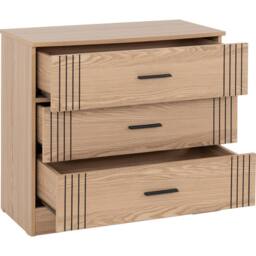 Seconique Tessa 3 Drawer Chest - Natural Oak Effect in Light Oak - thumbnail 3