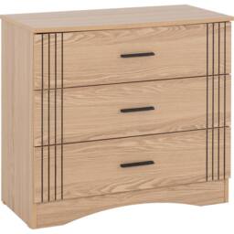 Seconique Tessa 3 Drawer Chest - Natural Oak Effect in Light Oak - thumbnail 2