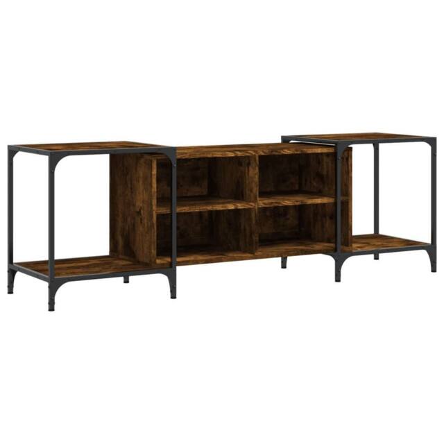 Berkfield Home TV Cabinet Smoked Oak 153x37x50 cm Engineered Wood in Brown - Size: 153 x 37 x 50 cm - image 1