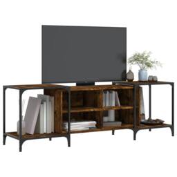 Berkfield Home TV Cabinet Smoked Oak 153x37x50 cm Engineered Wood in Brown - Size: 153 x 37 x 50 cm - thumbnail 3