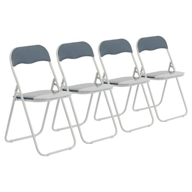 Harbour Housewares Coloured Padded Folding Chairs Pack of 4 in Grey - image 1