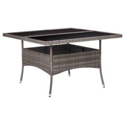 Berkfield Home Outdoor Dining Table Grey Poly Rattan & Glass - thumbnail 2