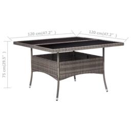 Berkfield Home Outdoor Dining Table Grey Poly Rattan & Glass - thumbnail 4
