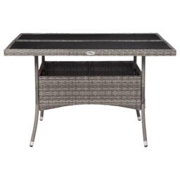 Berkfield Home Outdoor Dining Table Grey Poly Rattan & Glass - thumbnail 3