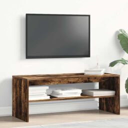 Berkfield Home TV Cabinet Smoked Oak 100x40x40 cm Engineered Wood in Brown - Size: 100 x 40 x 40 cm - thumbnail 3