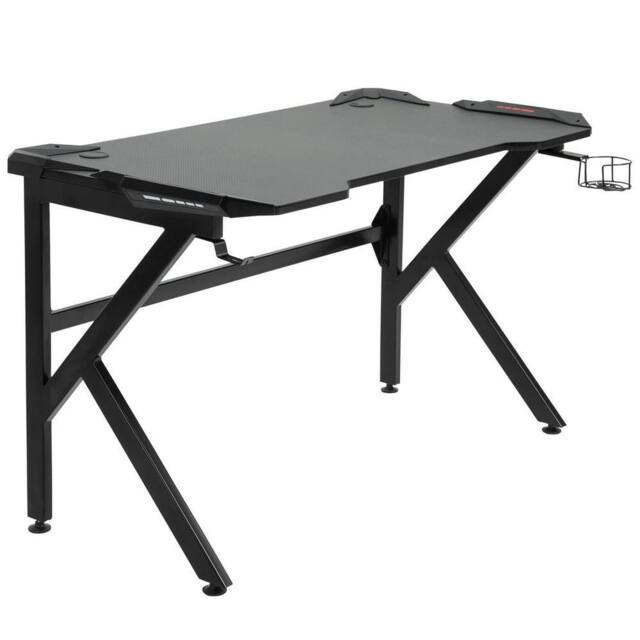 NESTLUNE Spacious Gaming Desk Home Racing w/ Steel Frame in Black - Size: 100 cm x 15 cm - image 1