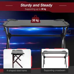 NESTLUNE Spacious Gaming Desk Home Racing w/ Steel Frame in Black - Size: 100 cm x 15 cm - thumbnail 3