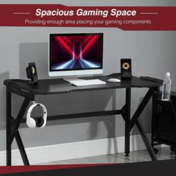 NESTLUNE Spacious Gaming Desk Home Racing w/ Steel Frame in Black - Size: 100 cm x 15 cm - thumbnail 5