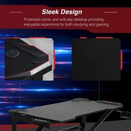NESTLUNE Spacious Gaming Desk Home Racing w/ Steel Frame in Black - Size: 100 cm x 15 cm - thumbnail 4