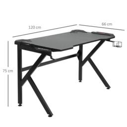 NESTLUNE Spacious Gaming Desk Home Racing w/ Steel Frame in Black - Size: 100 cm x 15 cm - thumbnail 2