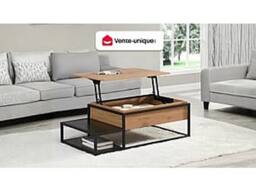 Vente-unique Coffee Table With Lift - Up Top - MDF & Metal - Natural & Black - thumbnail 4